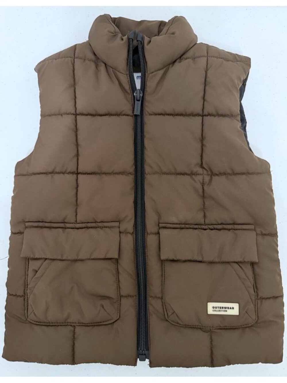 Mayoral Unisex Kids Puffer Vest Size 2 Brown Full Zip Pockets READ